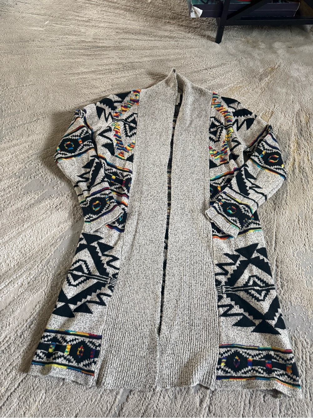 Northern Angel Aztec Long Cardigan sweater open front longline western small - Picture 2 of 12